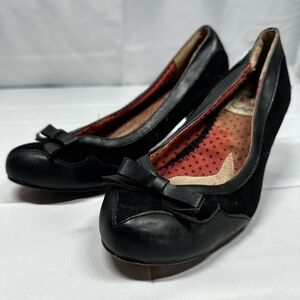 Bettie Page Black Heels with Bow Detail